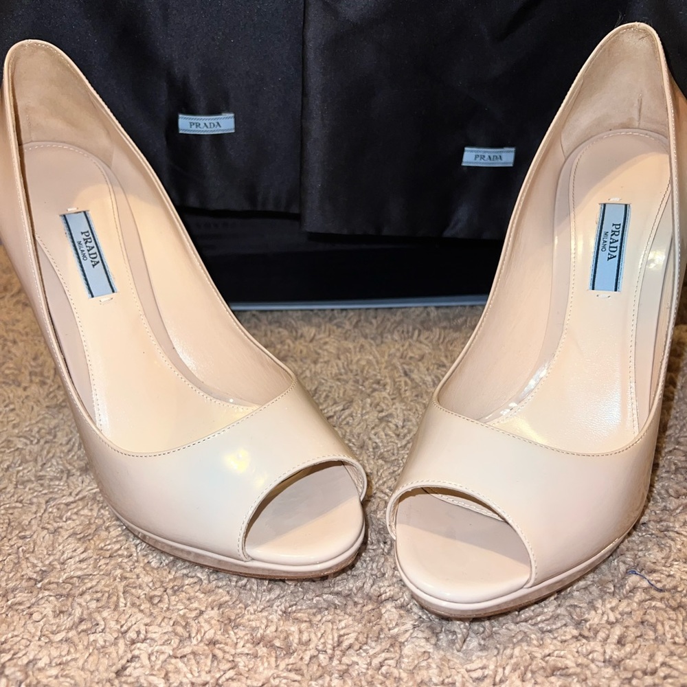 Prada Peep Toe (Nude, Neutral)
